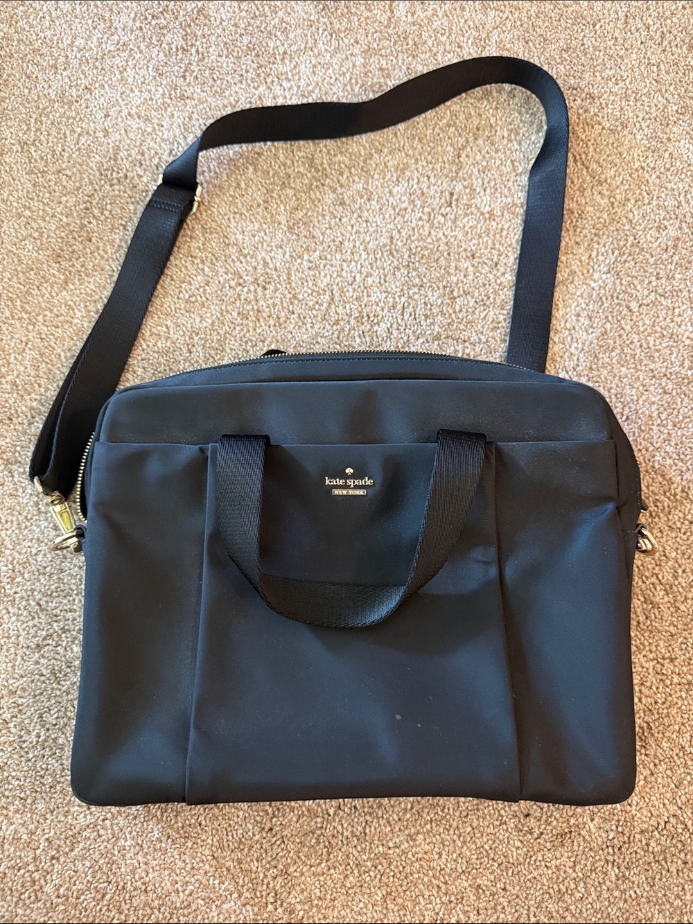 kate spade black nylon laptop tote with shoulder strap